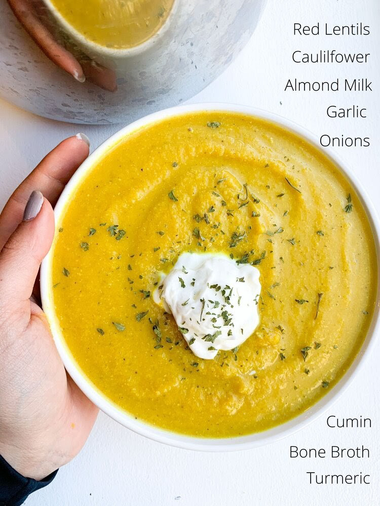 Creamy Cauliflower and Lentil Soup ingredients